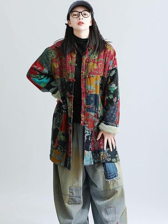 LUZU JUNU Women’s Floral Trench Coat